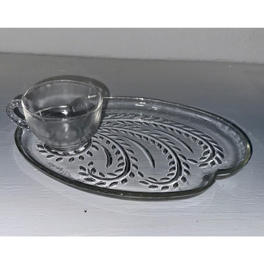 Vintage 1950s Federal Glass Co Homestead Snack Set In Box 8 Pcs Tea Time Hosting